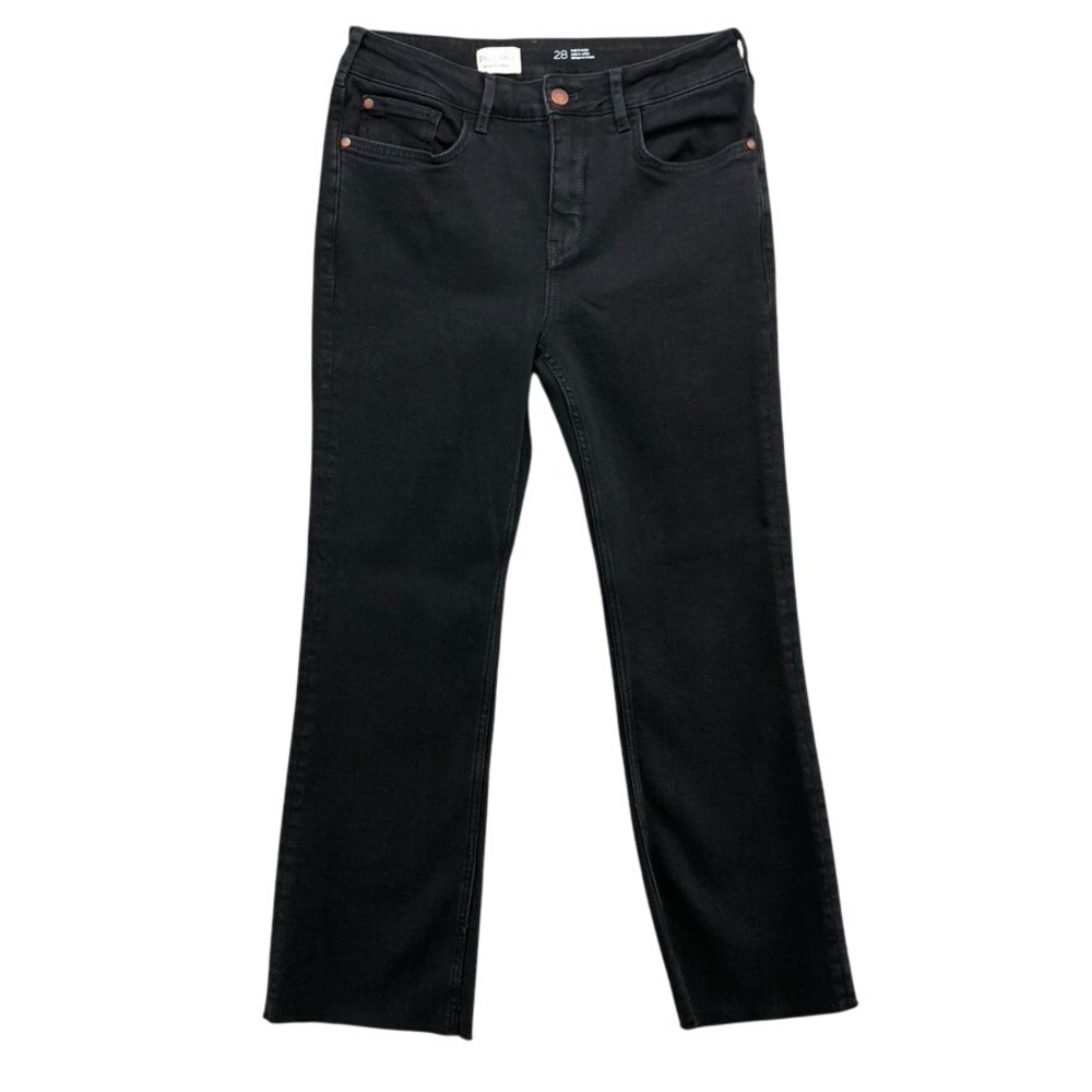 Pilcro The Yaya Jeans Womens 28‎ 6 Black High Rise Raw Hem Straight Leg Classic
